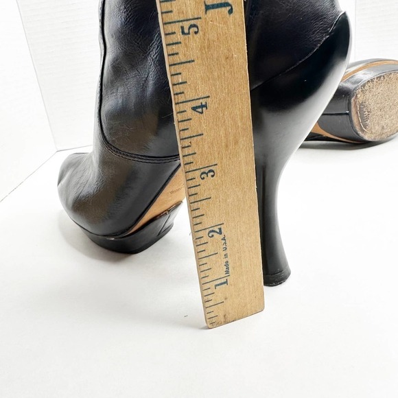 Modern Vintage Leather Lace Up Back Black Platform Bootie Ankle Boots 37 - 7 - Picture 11 of 12